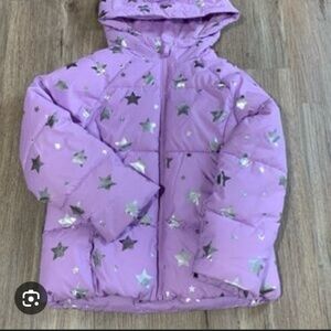 Girl's Swiss Tech Purple Puffer Jacket With Silver Stars Sz XXL (18)